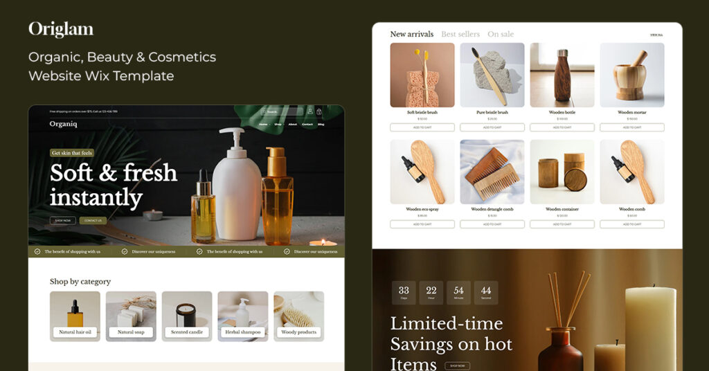 Origlam - Organic, Beauty & Cosmetics Modern Wix Template