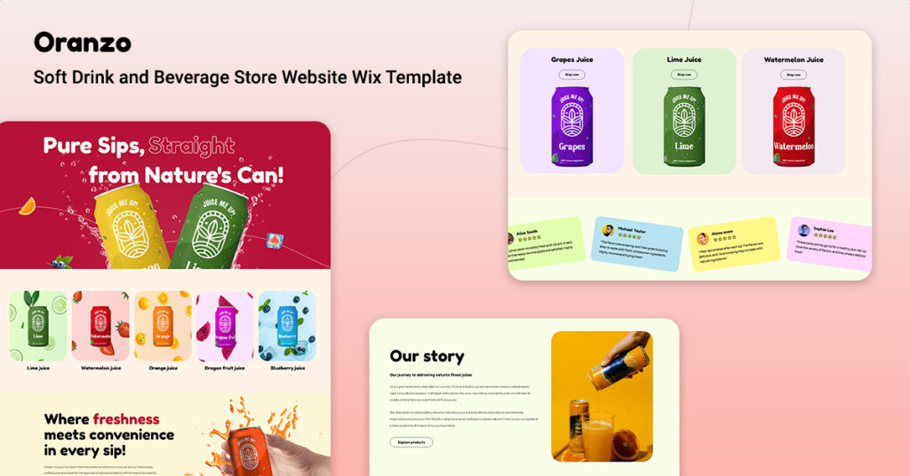 Oranzo- Soft Drink Beverage Store Wix Template